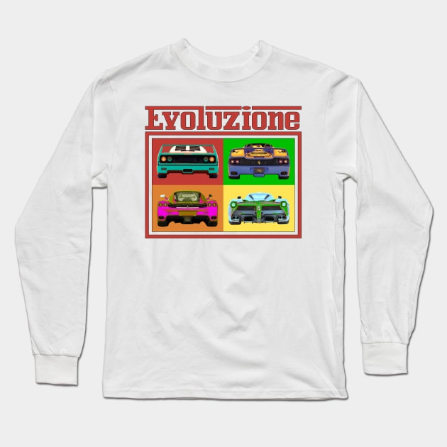 Ferrari Pop Art Evolution Long Sleeve T-Shirt by Tomorrowland Arcade